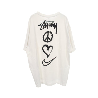 STUSSY × NIKE ロゴプリント 半袖Tシャツ コットン ホワイト ステューシー