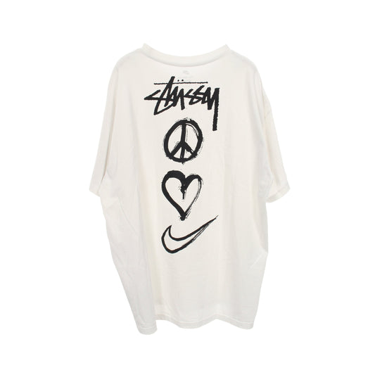 STUSSY × NIKE ロゴプリント 半袖Tシャツ コットン ホワイト ステューシー トップス STUSSY