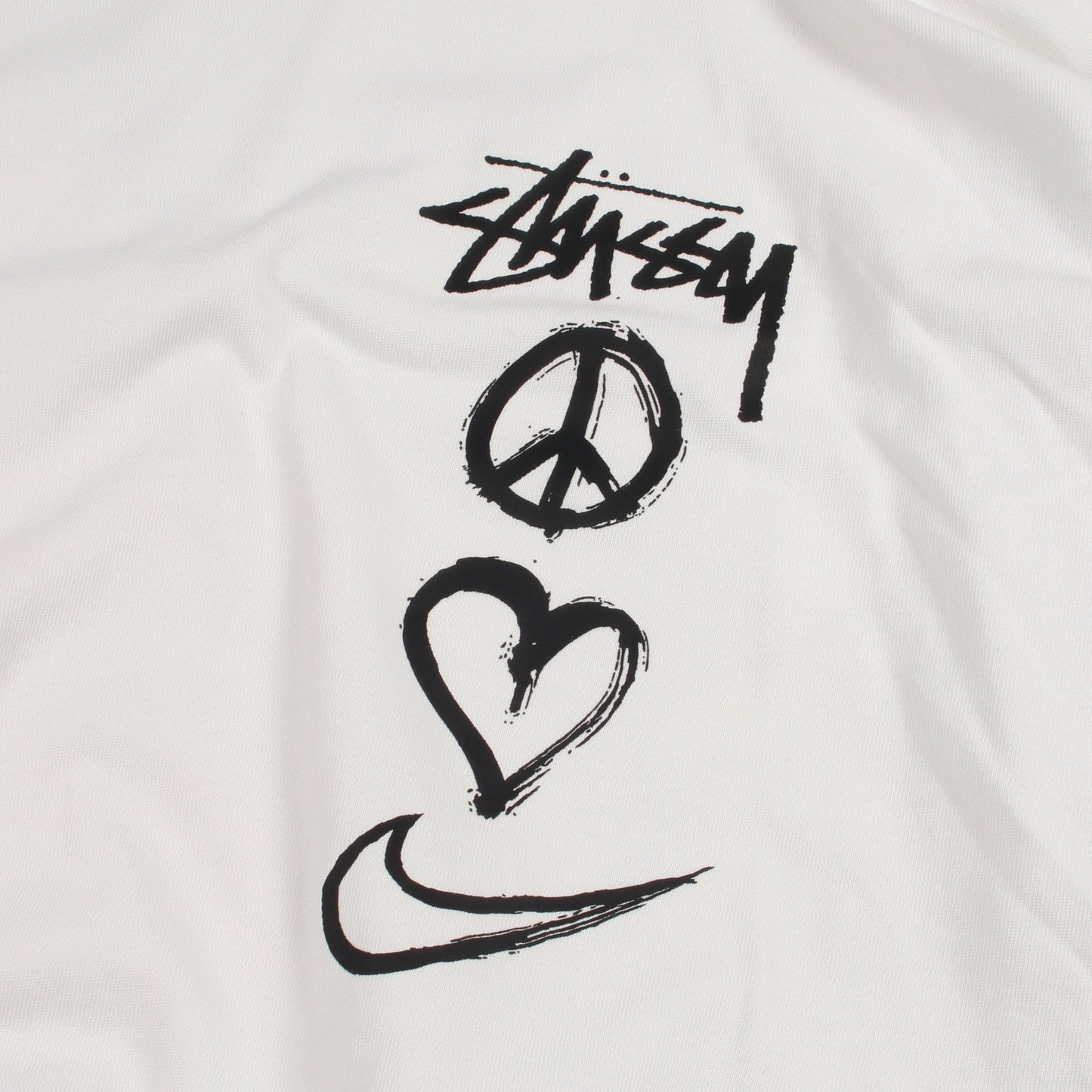STUSSY × NIKE ロゴプリント 半袖Tシャツ コットン ホワイト ステューシー