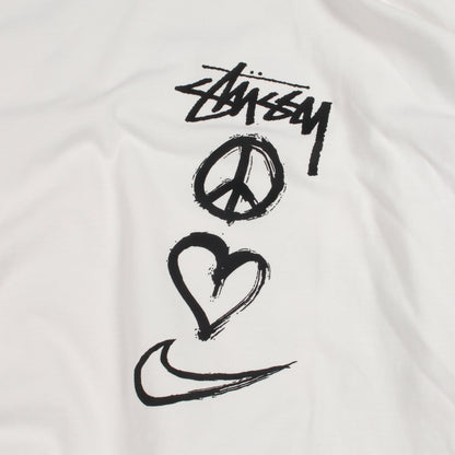 STUSSY × NIKE ロゴプリント 半袖Tシャツ コットン ホワイト ステューシー
