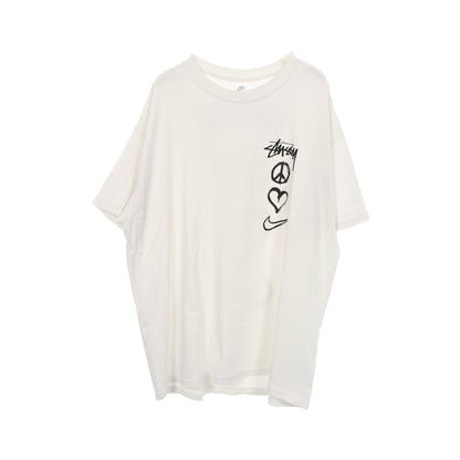 STUSSY × NIKE ロゴプリント 半袖Tシャツ コットン ホワイト ステューシー