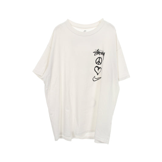 STUSSY × NIKE ロゴプリント 半袖Tシャツ コットン ホワイト ステューシー トップス STUSSY