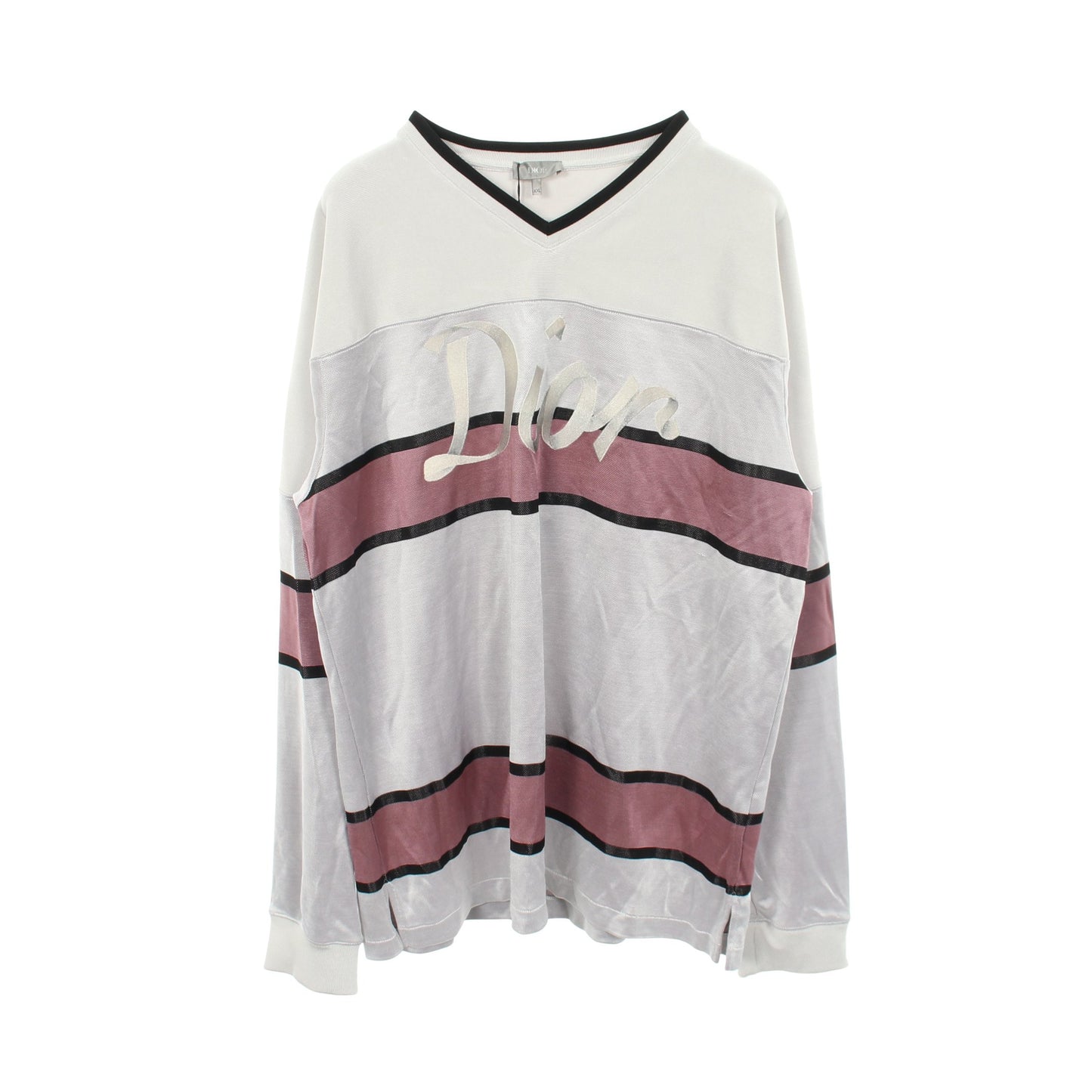ロゴエンブロイダリー 長袖Tシャツ レーヨン グレー ダスティピンク クリスチャンディオール