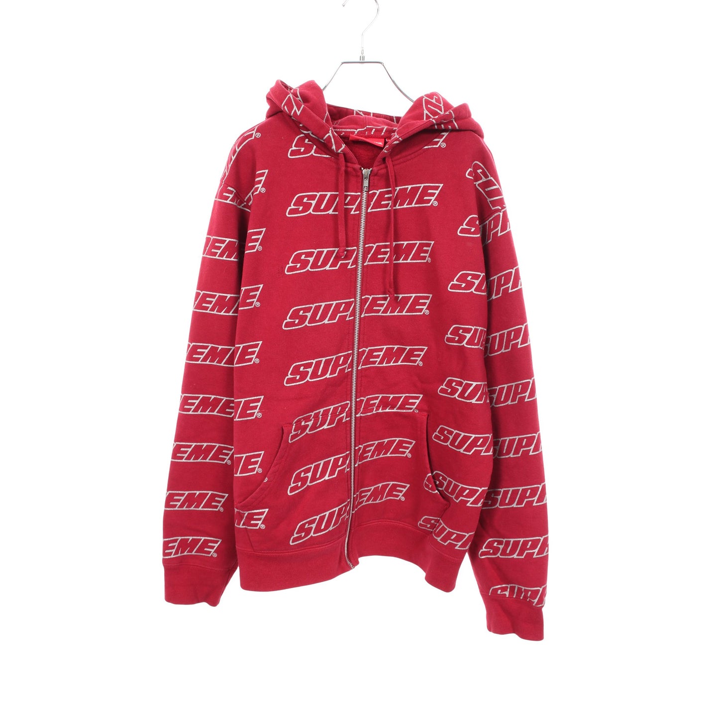 Repeat Zip Up Hooded Sweatshirt パーカー コットン レッド シュプリーム