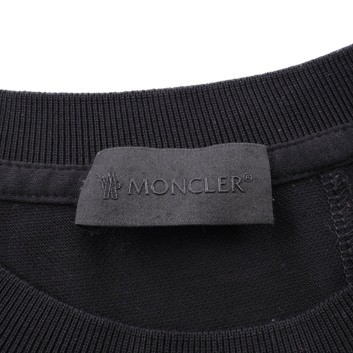 バーティカルバックロゴ 切替 クルーネック 半袖Tシャツ コットン ブラック モンクレール