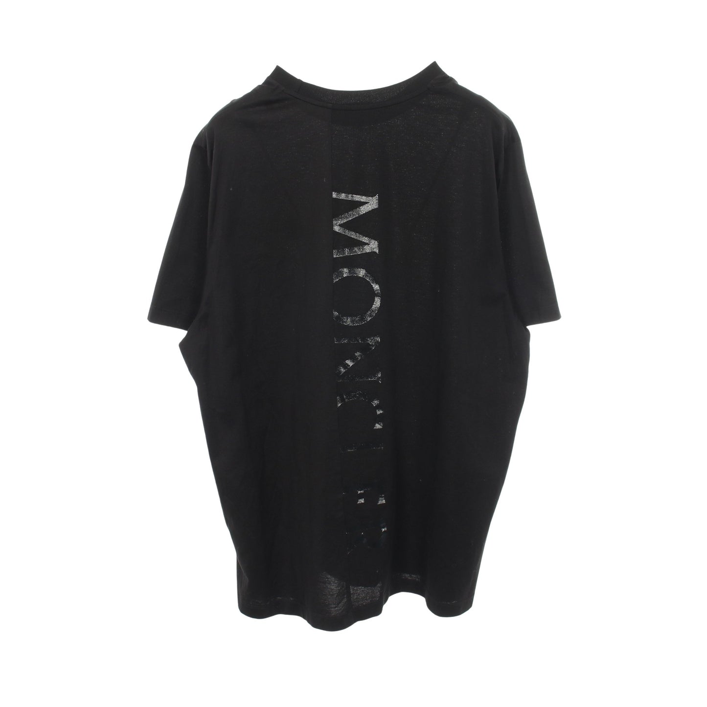 バーティカルバックロゴ 切替 クルーネック 半袖Tシャツ コットン ブラック モンクレール
