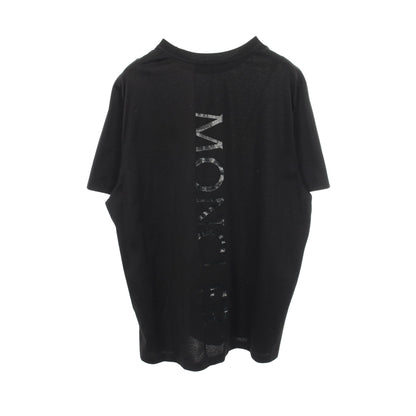 バーティカルバックロゴ 切替 クルーネック 半袖Tシャツ コットン ブラック モンクレール
