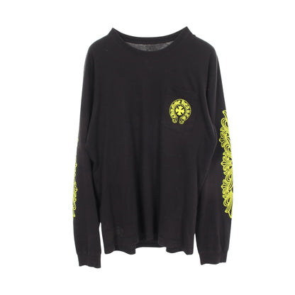 バックプリント ポケット付き 長袖Tシャツ コットン ブラック イエロー クロムハーツ