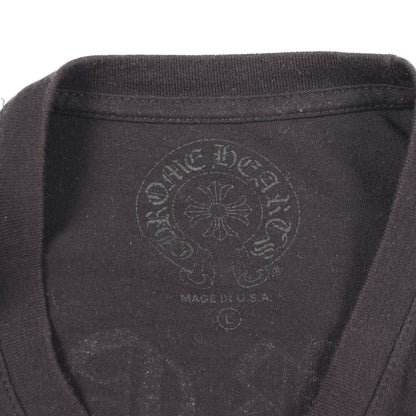 バックプリント ポケット付き 長袖Tシャツ コットン ブラック イエロー クロムハーツ