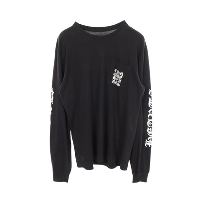 バーティカルロゴ ポケット付き 長袖Tシャツ コットン ブラック クロムハーツ