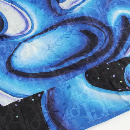 DIOR × KENNY SCHARF オブリーク 総柄 半袖 シャツ シルク コットン ブルー ブラック マルチカラー ディオール