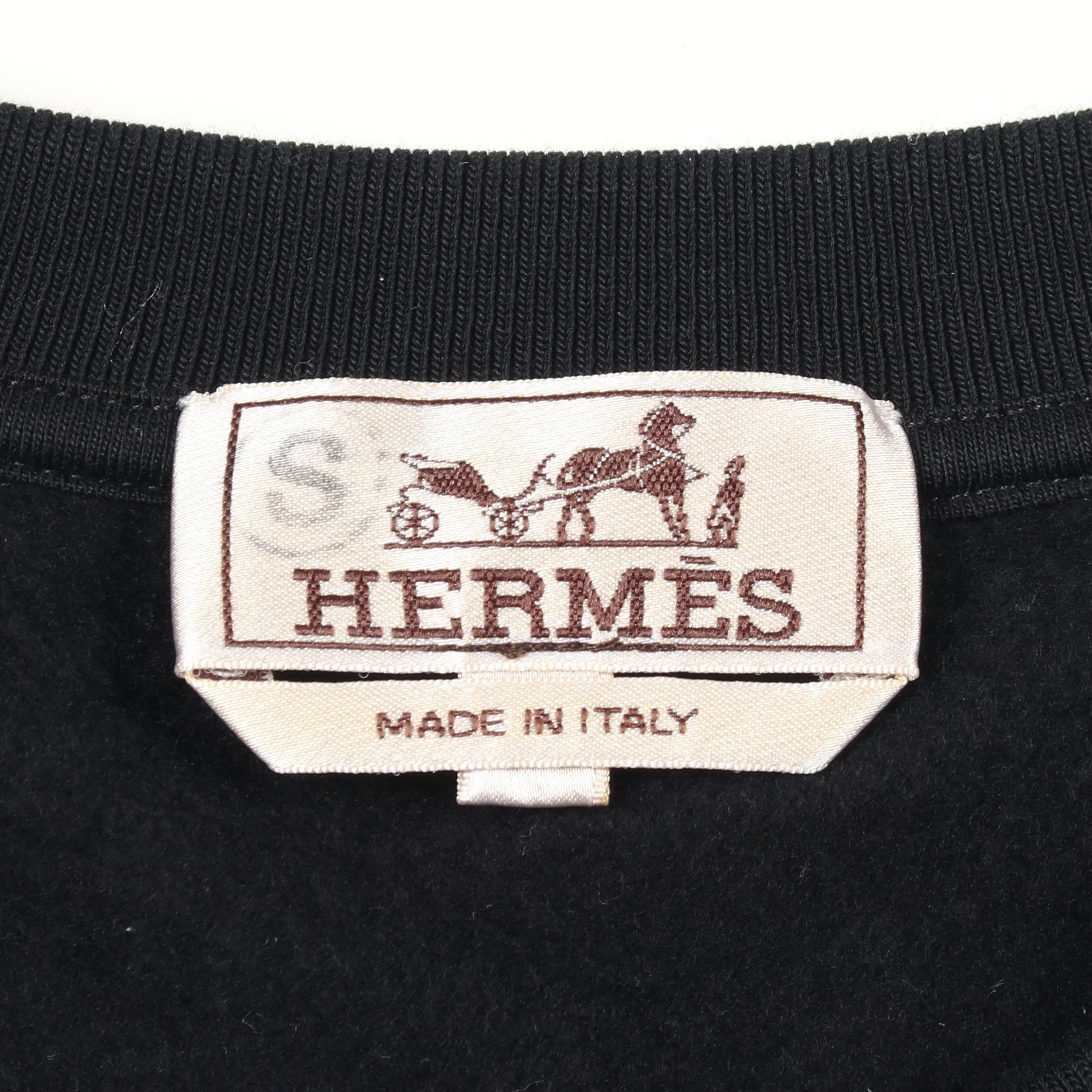 ETRIERS DECALES レザーパッチ 裏起毛 スウェットシャツ コットン ダークネイビー エルメス トップス HERMES