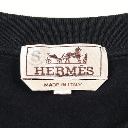 ETRIERS DECALES レザーパッチ 裏起毛 スウェットシャツ コットン ダークネイビー エルメス トップス HERMES