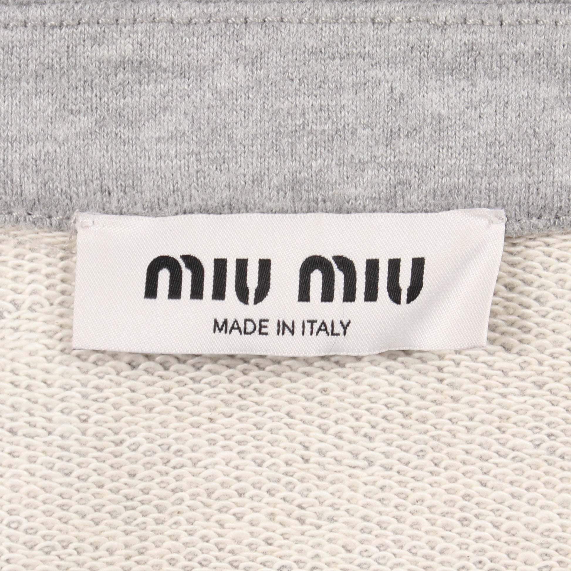 ハーフジッパー クロップド ロゴ スウェットシャツ コットン グレー ミュウミュウ トップス miu miu