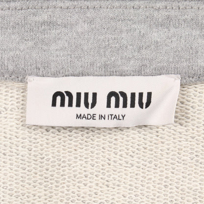 ハーフジッパー クロップド ロゴ スウェットシャツ コットン グレー ミュウミュウ トップス miu miu