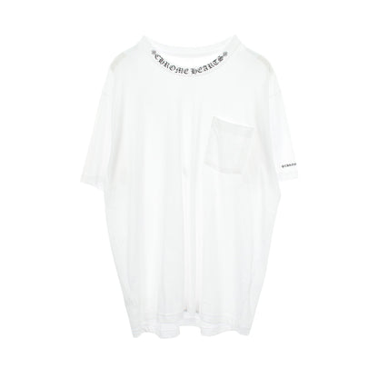 ネックロゴ ポケット付き 半袖Tシャツ コットン ホワイト クロムハーツ