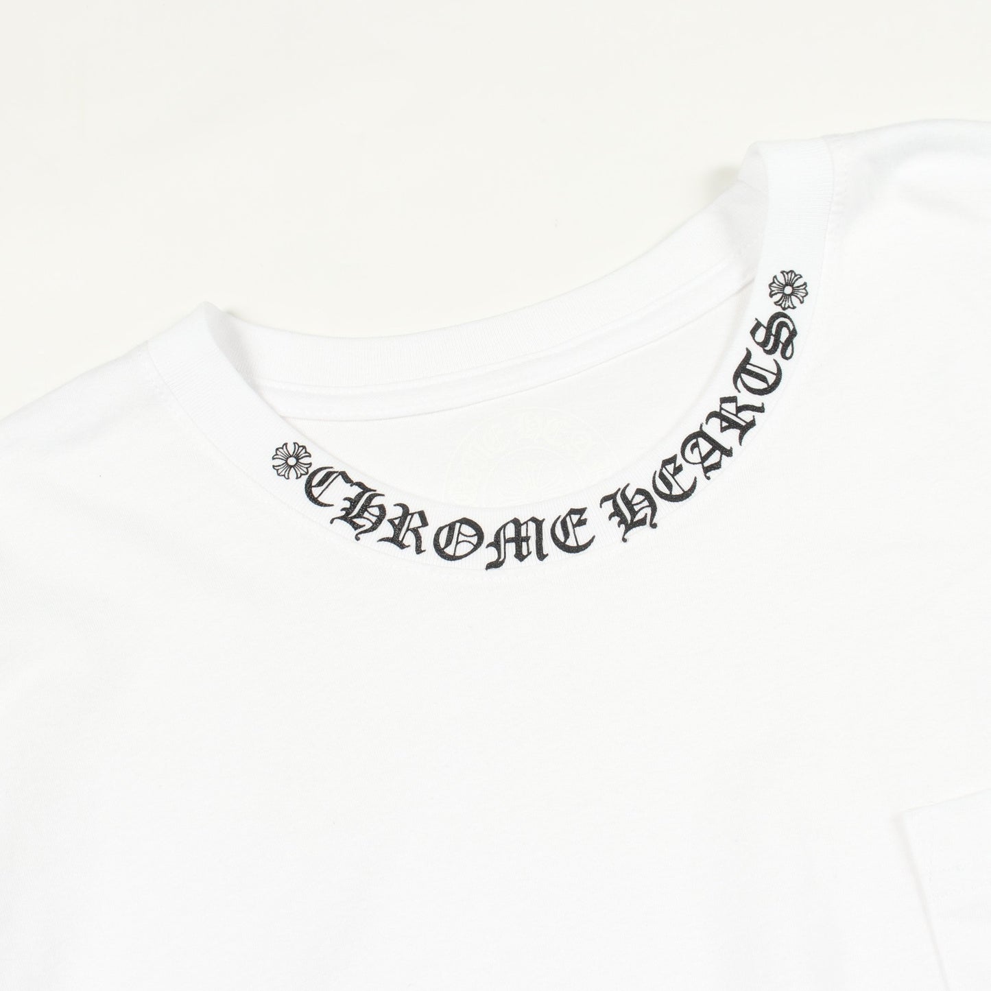ネックロゴ ポケット付き 長袖Tシャツ コットン ホワイト クロムハーツ