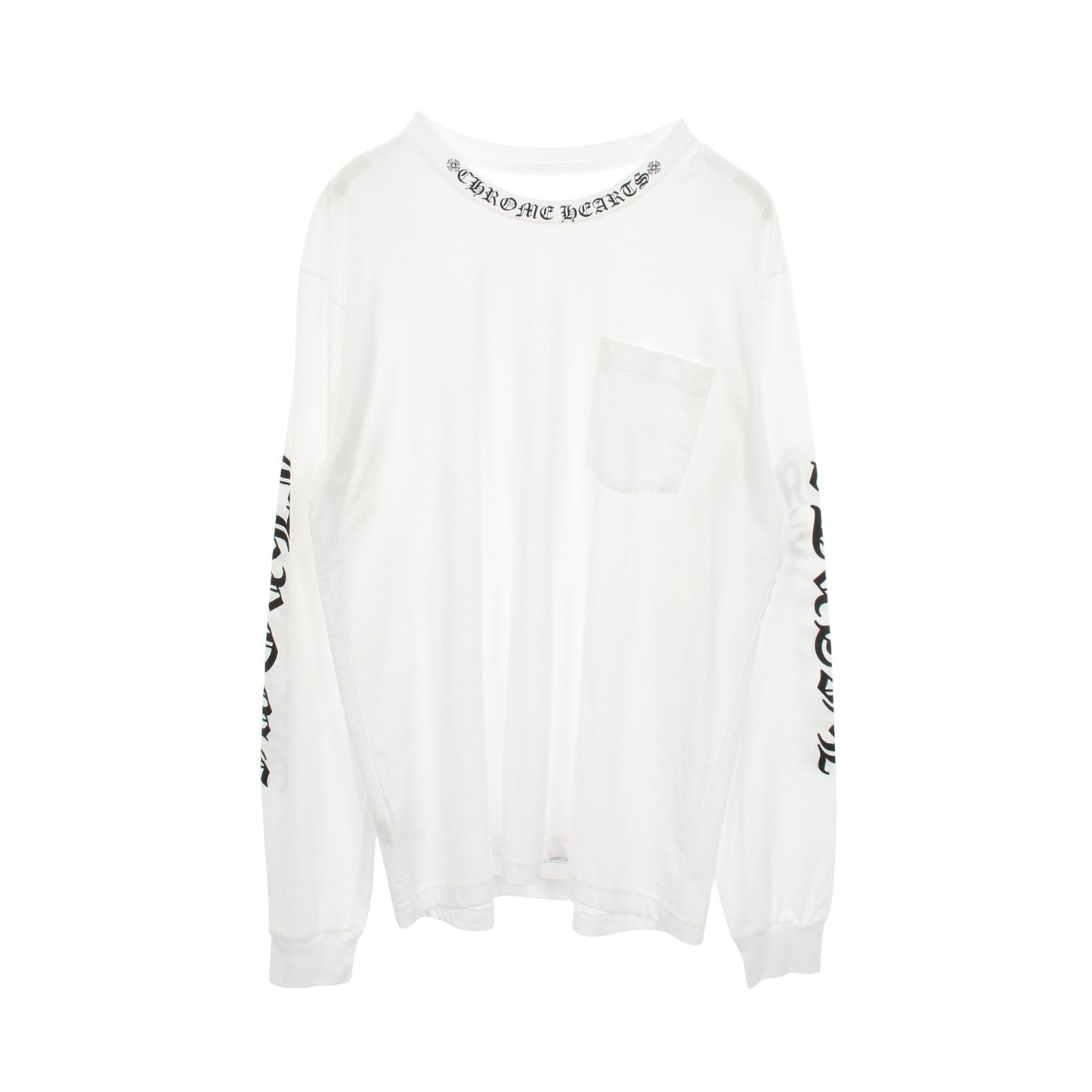 ネックロゴ ポケット付き 長袖Tシャツ コットン ホワイト クロムハーツ