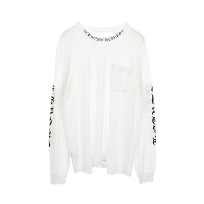 ネックロゴ ポケット付き 長袖Tシャツ コットン ホワイト クロムハーツ