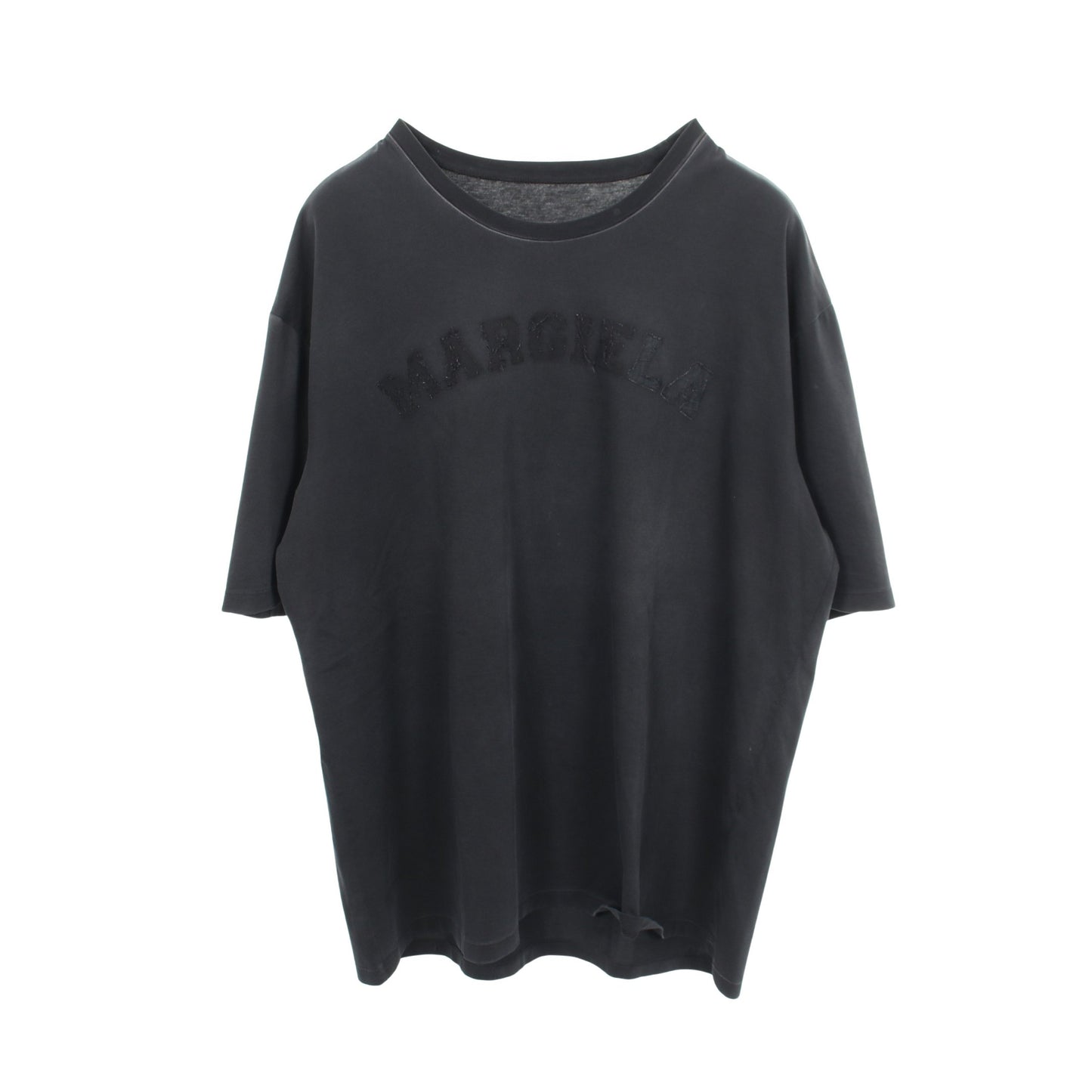 オーバーサイズ オーバーダイ ヴィンテージ加工 ロゴ 半袖Tシャツ コットン ブラック メゾンマルジェラ110