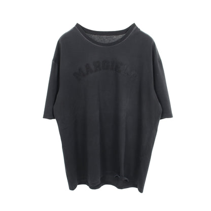 オーバーサイズ オーバーダイ ヴィンテージ加工 ロゴ 半袖Tシャツ コットン ブラック メゾンマルジェラ110