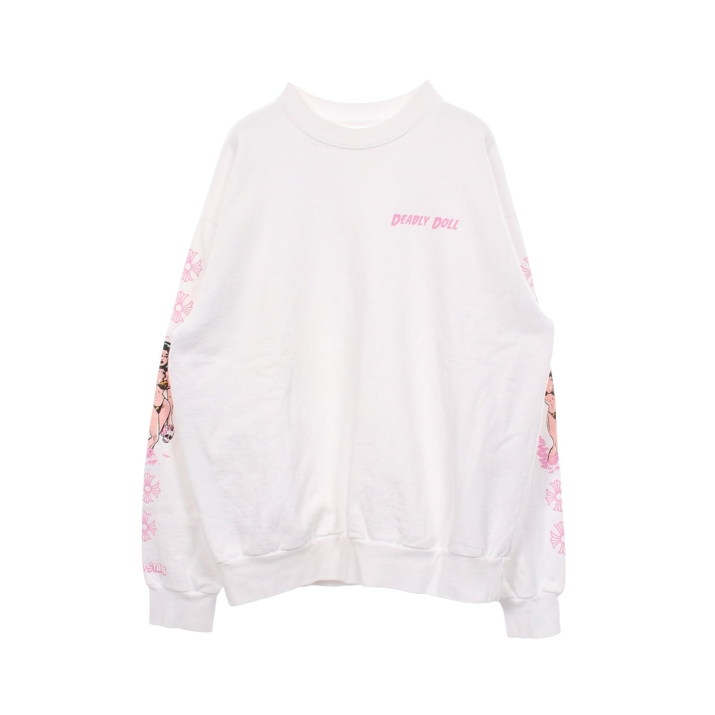 Chrome Hearts × DEADLY DOLL クルーネック スウェットシャツ コットン ホワイト マルチカラー クロムハーツ