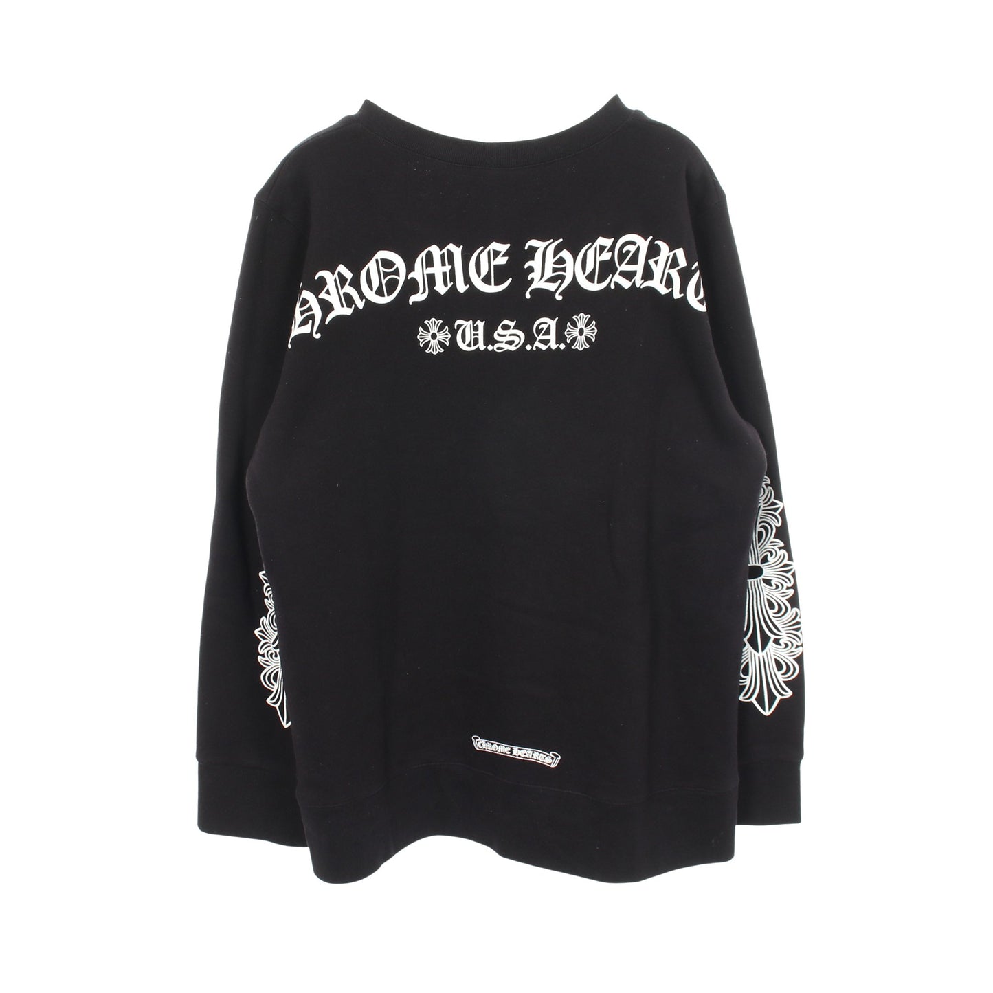 ホースシュー フローラルクロス クルーネック スウェットシャツ コットン ブラック クロムハーツ トップス Chrome Hearts