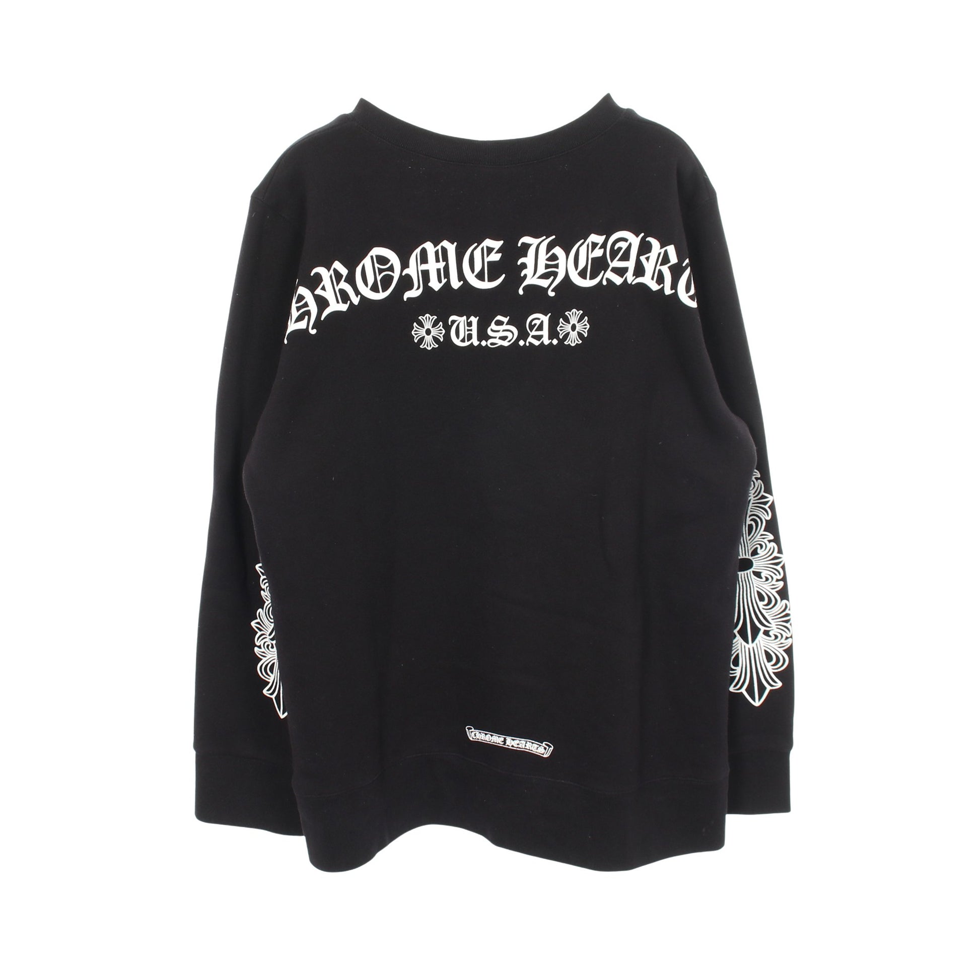 ホースシュー フローラルクロス クルーネック スウェットシャツ コットン ブラック クロムハーツ トップス Chrome Hearts