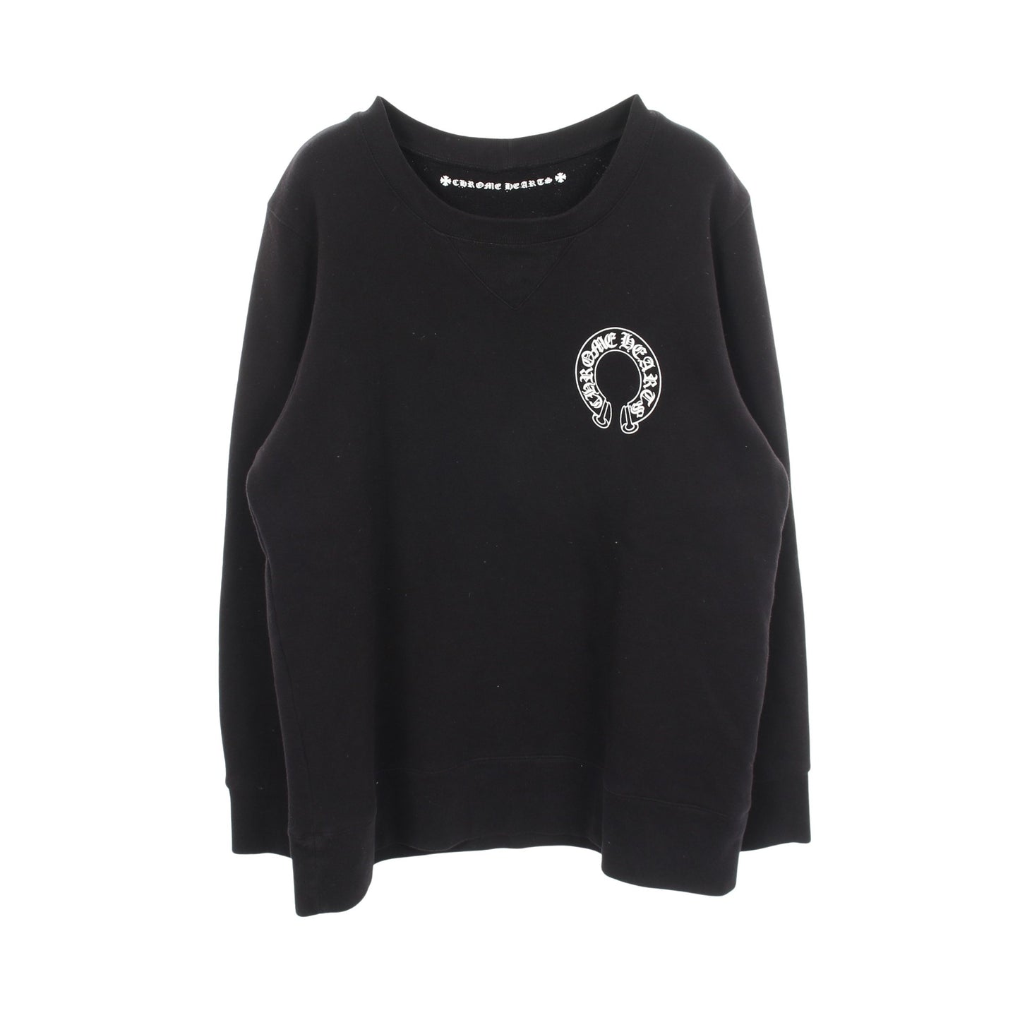 ホースシュー フローラルクロス クルーネック スウェットシャツ コットン ブラック クロムハーツ トップス Chrome Hearts