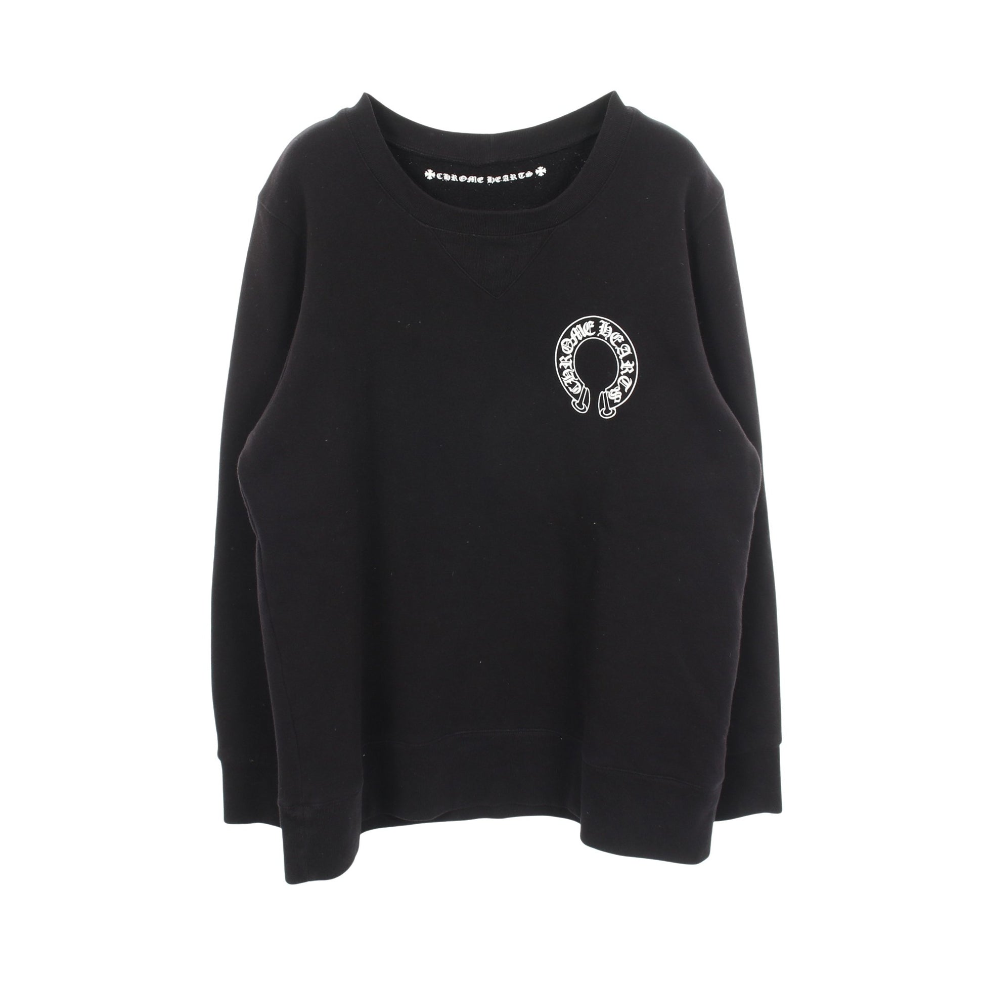 ホースシュー フローラルクロス クルーネック スウェットシャツ コットン ブラック クロムハーツ トップス Chrome Hearts