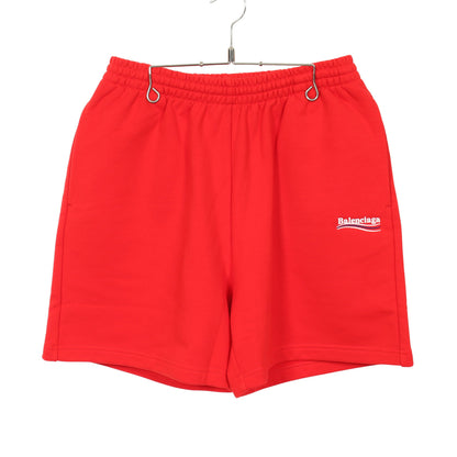 WARDROBE UNIFIT キャンペーンロゴ ハーフ スウェットパンツ コットン レッド バレンシアガ