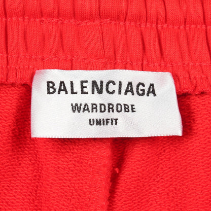 WARDROBE UNIFIT キャンペーンロゴ ハーフ スウェットパンツ コットン レッド バレンシアガ