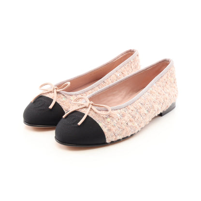 BALLERINA バレリーナ バレエシューズ ファブリック ピンク ブラック シャネル シューズ CHANEL