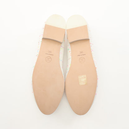 BALLERINA バレリーナ バレエシューズ ファブリック エナメルレザー ホワイト マルチカラー シャネル