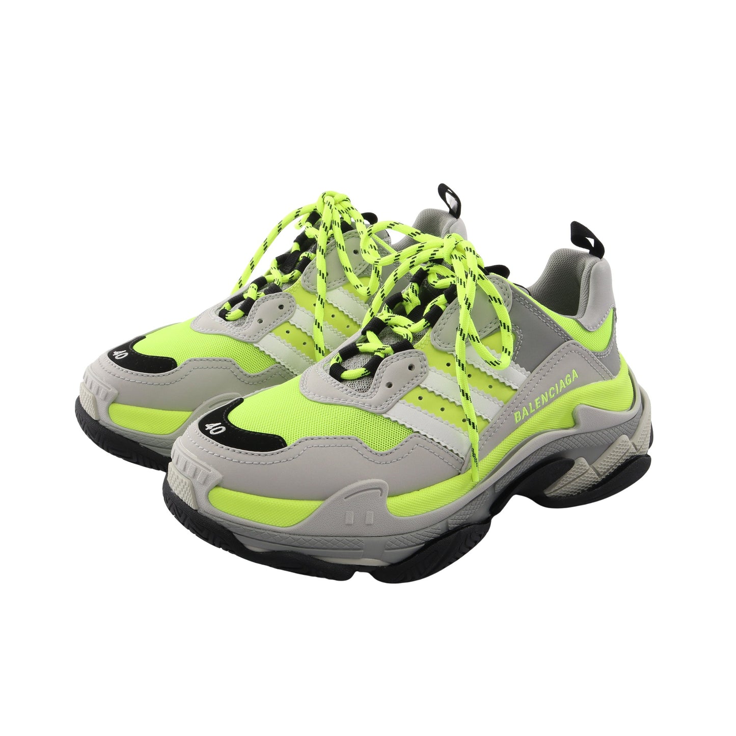 BALENCIAGA × adidas Triple S トリプルS ネオンカラー スニーカー レザー ファブリック グレー イエロー ブラック バレンシアガ シューズ BALENCIAGA