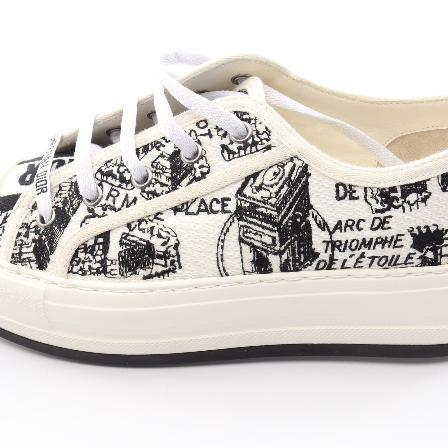 WALK'N'DIOR Plan de Paris プラットフォーム スニーカー キャンバス オフホワイト ブラック クリスチャンディオール
