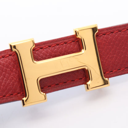 ミニコンスタンス Hベルト リバーシブル ベルト レザー ブルー レッド ゴールド金具 □A刻印 エルメス
