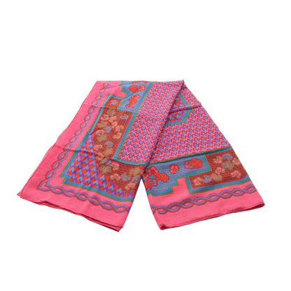 カレジェアン カレ140 GEOMETRIC ショール スカーフ カシミヤ シルク ピンクパープル マルチカラー エルメス