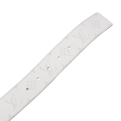 LVイニシャル 40MM リバーシブル モノグラム タイガ シルバー金具 ベルト PVC レザー ホワイト ルイヴィトン