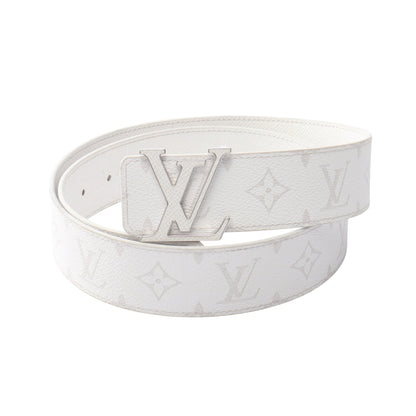 LVイニシャル 40MM リバーシブル モノグラム タイガ シルバー金具 ベルト PVC レザー ホワイト ルイヴィトン