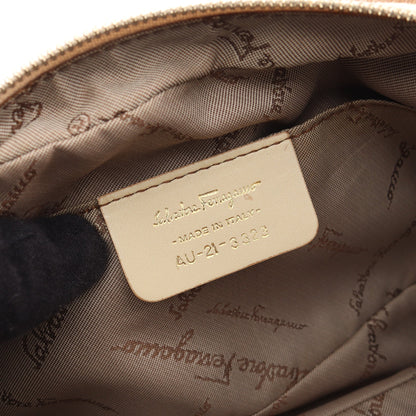 ガンチーニ ショルダーバッグ キャンバス レザー アイボリー ブラウン サルヴァトーレフェラガモ バッグ Salvatore Ferragamo