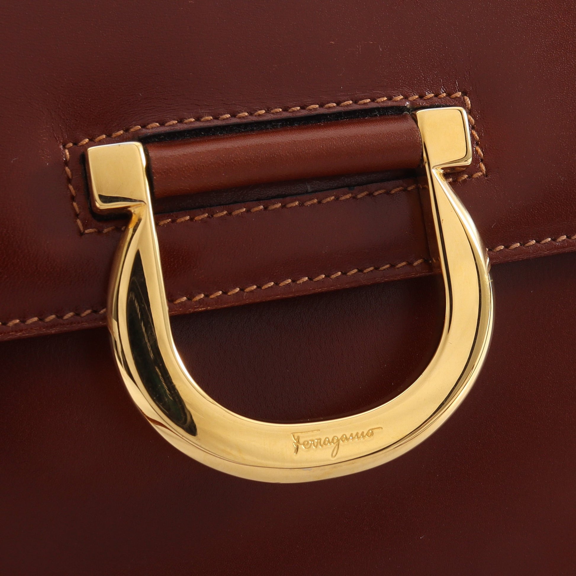 ガニチーニ ショルダーバッグ レザー ブラウン サルヴァトーレフェラガモ バッグ Salvatore Ferragamo