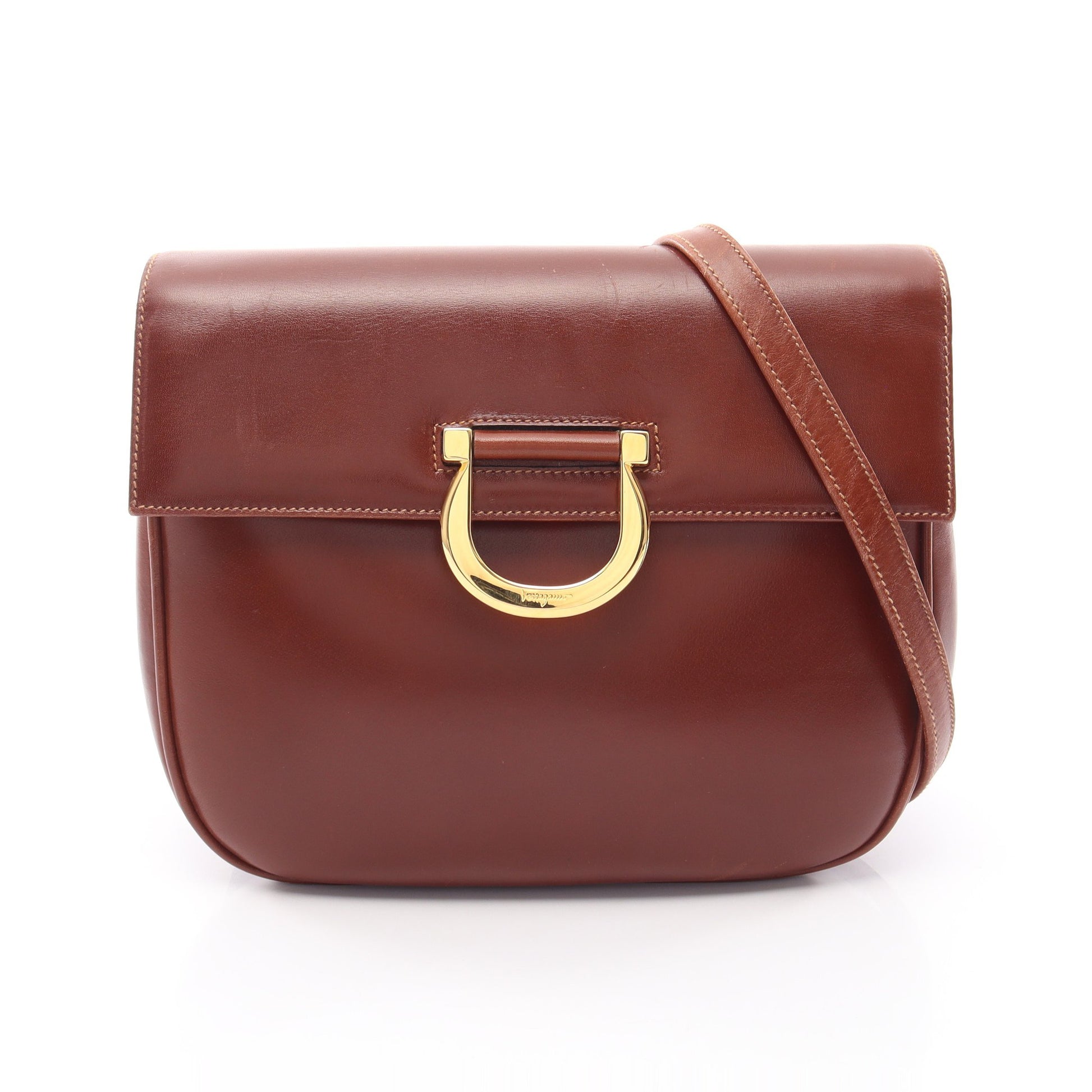 ガニチーニ ショルダーバッグ レザー ブラウン サルヴァトーレフェラガモ バッグ Salvatore Ferragamo
