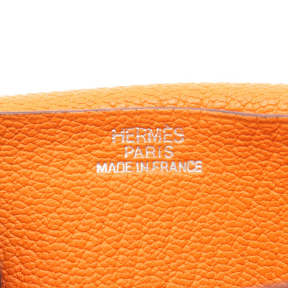 ベアンデュプリ 三つ折り長財布 シェーブル オレンジ シルバー金具 □K刻印 エルメス