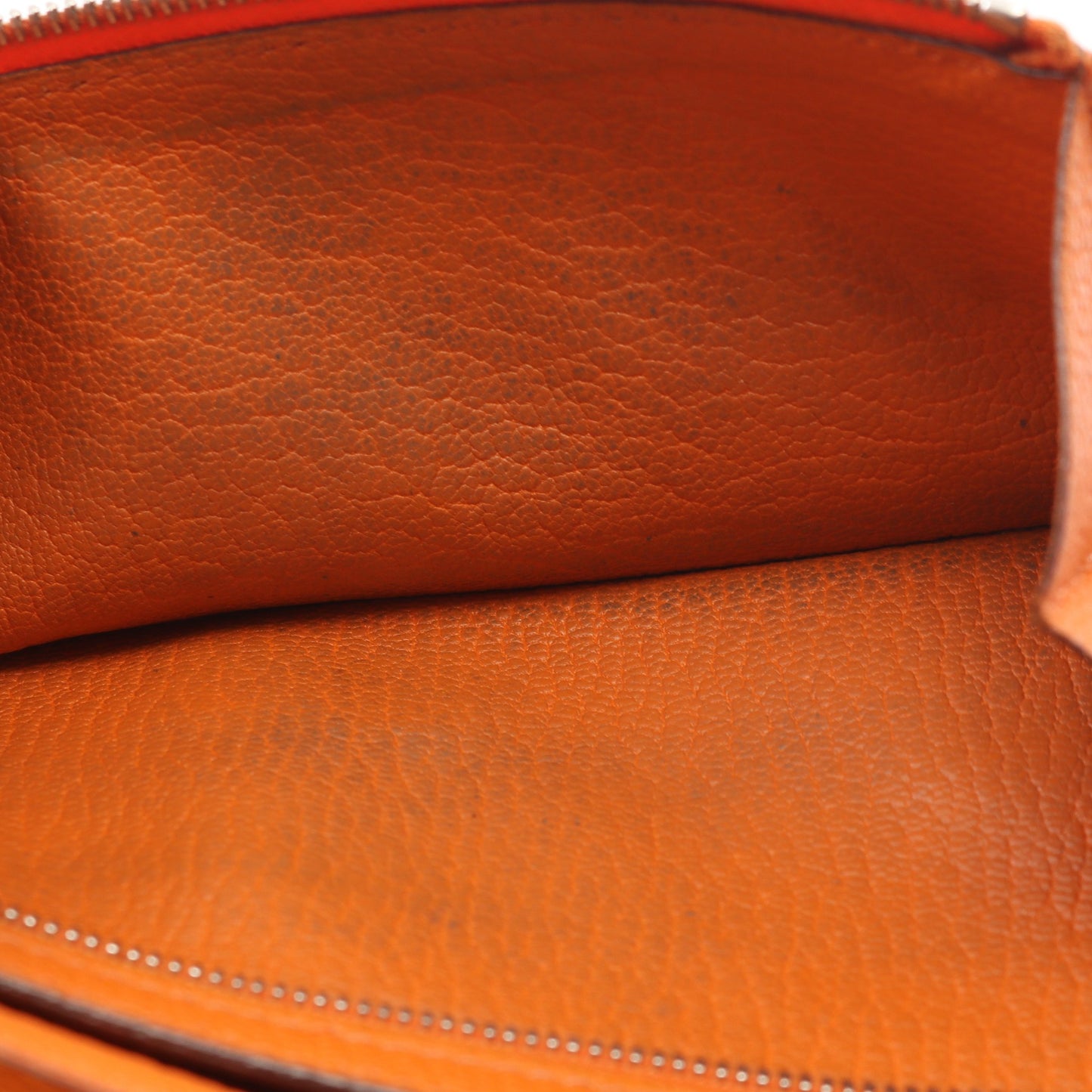 ベアンデュプリ 三つ折り長財布 シェーブル オレンジ シルバー金具 □K刻印 エルメス