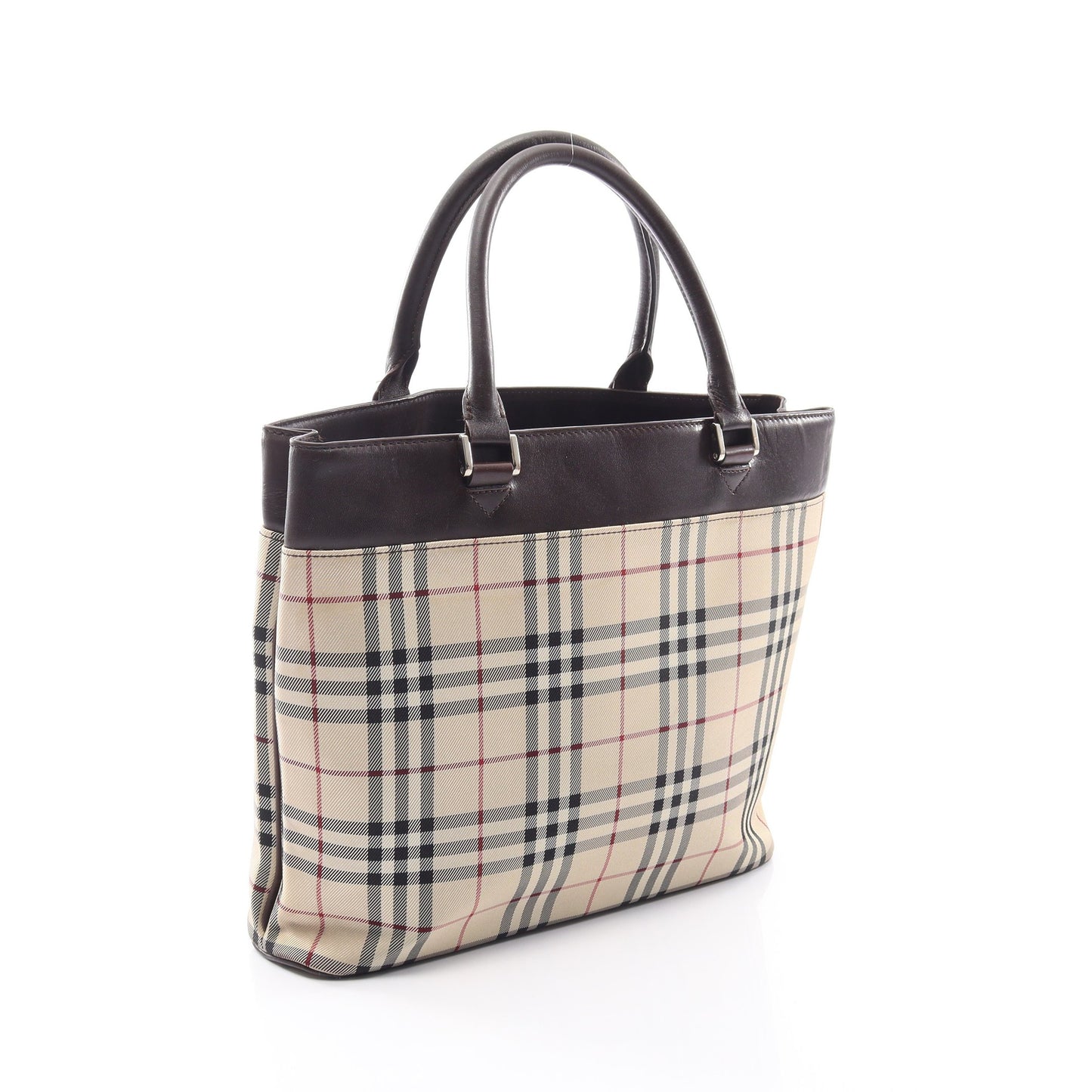ノバチェック ハンドバッグ トートバッグ キャンバス レザー ベージュ ダークブラウン マルチカラー バーバリー バッグ BURBERRY