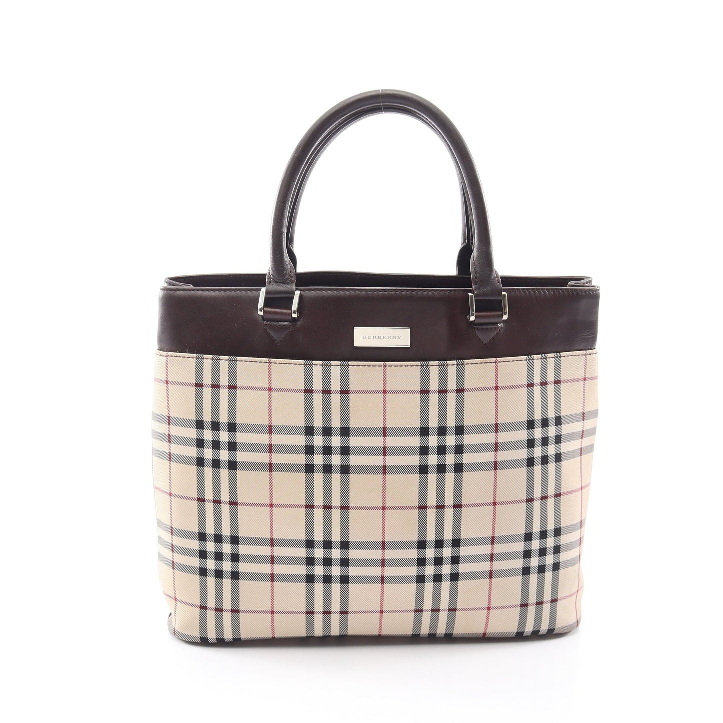 ノバチェック ハンドバッグ トートバッグ キャンバス レザー ベージュ ダークブラウン マルチカラー バーバリー バッグ BURBERRY