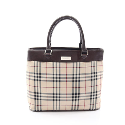 ノバチェック ハンドバッグ トートバッグ キャンバス レザー ベージュ ダークブラウン マルチカラー バーバリー バッグ BURBERRY