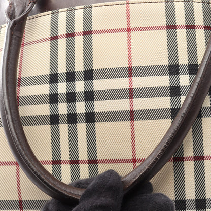 ノバチェック ハンドバッグ トートバッグ キャンバス レザー ベージュ ダークブラウン マルチカラー バーバリー バッグ BURBERRY