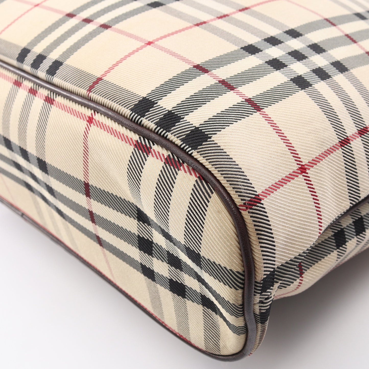 ノバチェック ハンドバッグ トートバッグ キャンバス レザー ベージュ ダークブラウン マルチカラー バーバリー バッグ BURBERRY